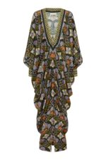 CECE Seiden-Midikleid mit V-Ausschnitt
