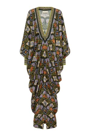 CECE Seiden-Midikleid mit V-Ausschnitt