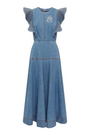 STEPHI DENIM-MIDI-KLEID