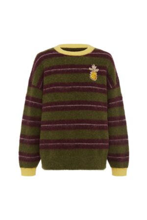 DOMENICA OLIVE STREIFENPULLOVER